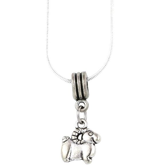 Ram Mountain Goat (Cartoonish) Charm Snake Chain Necklace - Picture 1 of 4